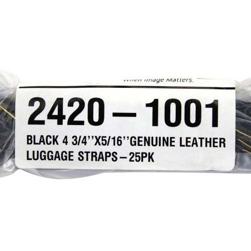 Black 4-3/4" x 5/16" Genuine Leather Luggage Straps - 25pk