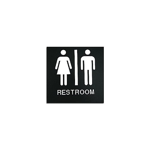 Black 8" x 8" Unisex Restroom ADA Sign