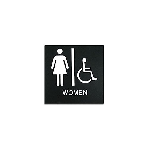 Black 8" x 8" Women Handicap Accessible ADA Sign
