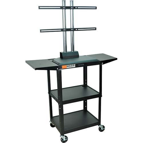 Luxor Black Adjustable Height Audio/Visual Metal Cart with LCD Mount and Shelves