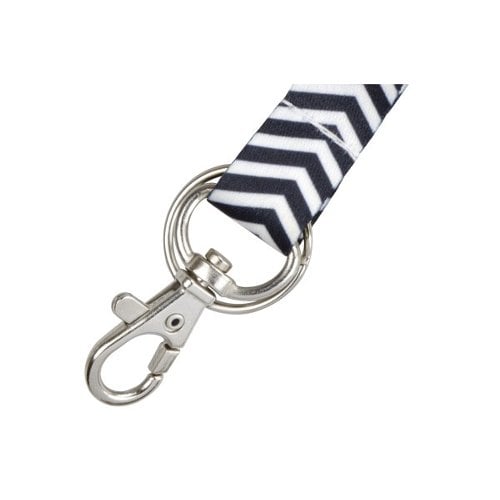 Black and White ZigZag Pattern Fashion Lanyard with Trigger Hook and Split Ring - 10pk