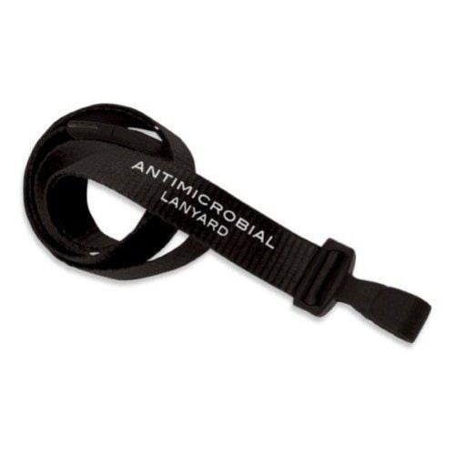 Black Anti-Microbial Break-Away Lanyard with Plastic Hook - 100pk