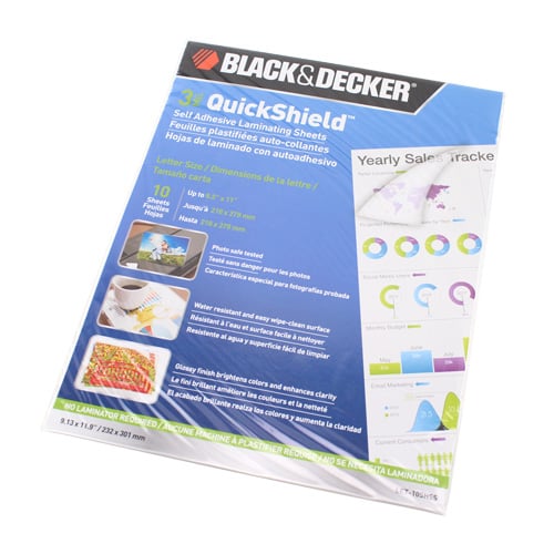 Black & Decker QuickShield SelfSeal Letter Size Laminating Sheets - 10pk