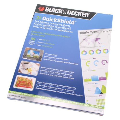 Black & Decker QuickShield SelfSeal Letter Size Laminating Sheets - 50pk