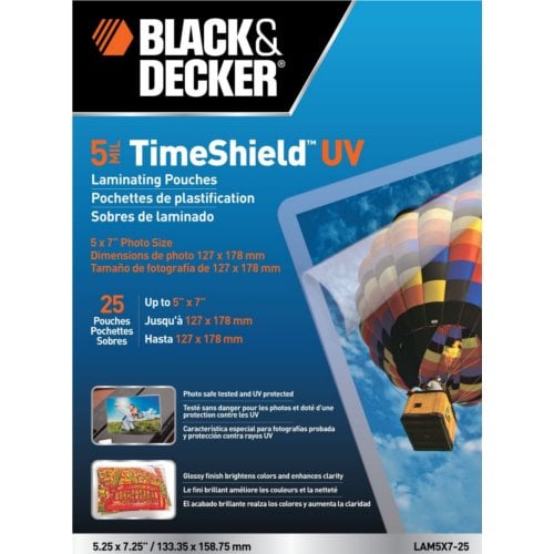 Black & Decker TimeShield 5" x 7" Photo Size Laminating Pouches 25 pk