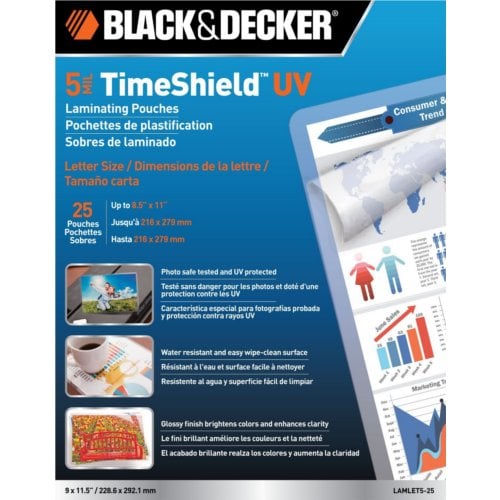 Black & Decker Timeshield 5 Mil Letter Size Laminating Pouches 25pk