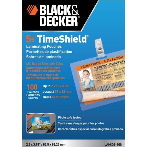 Black & Decker TimeShield ID Badge Size Laminating Pouches 100pk