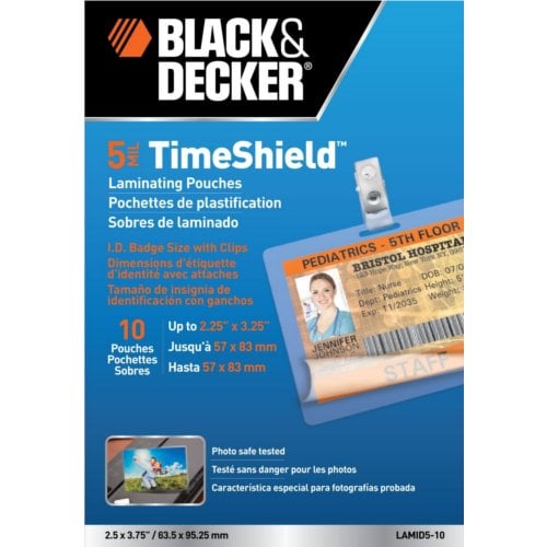Black & Decker TimeShield ID Badge Size Laminating Pouches 10pk