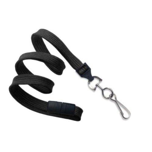 Black Flat Braid Break-Away Lanyard with NPS Swivel Hook - 100pk