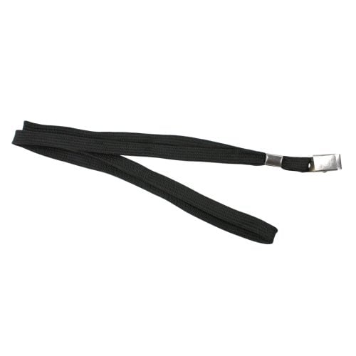 Black Flat Braid Lanyard with Bulldog Clip - 100pk
