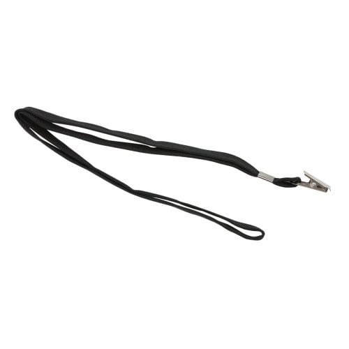 Black Flat Braid Lanyard with Bulldog Clip - 100pk