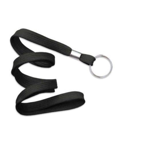 Black Flat Braid Lanyard with NPS Split Ring - 100pk