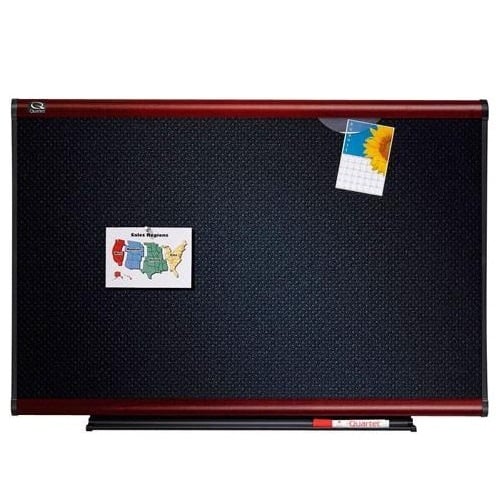Quartet Connectable Modular Black Foam Bulletin Board with Mahogany Frame