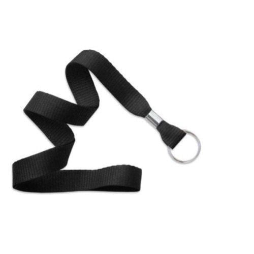 Black Microweave Lanyard with NPS Split Ring - 100pk