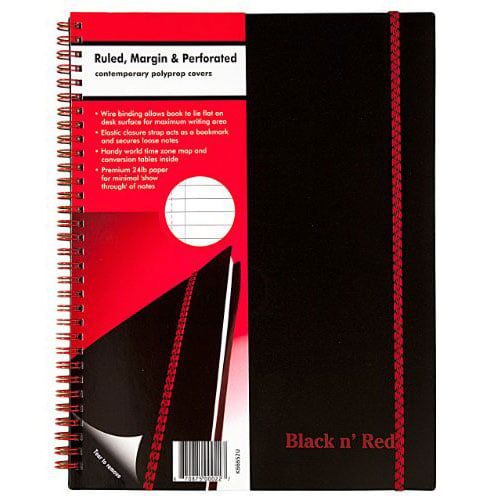 Black n Red 4-1/8" x  5-7/8" Ruled Perforated Notebook - F67010