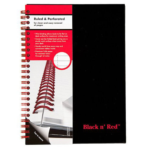 Black n Red 5-7/8" x 8-1/4" Ruled Perforated Hardcover Notebook - L6700