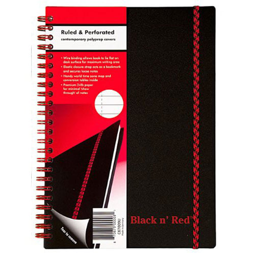 Black n Red 5-7/8" x 8-1/4" Ruled Perforated Notebook - C67009
