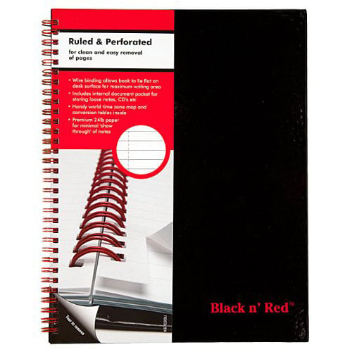Black n Red 8-1/2" x 11" Ruled Hardcover Perforated Notebook - K67030