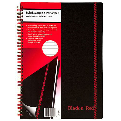 Black n Red 8-1/4" x 11-5/8" Black Poly Perforated Notebook - E67008 - Clearance Sale