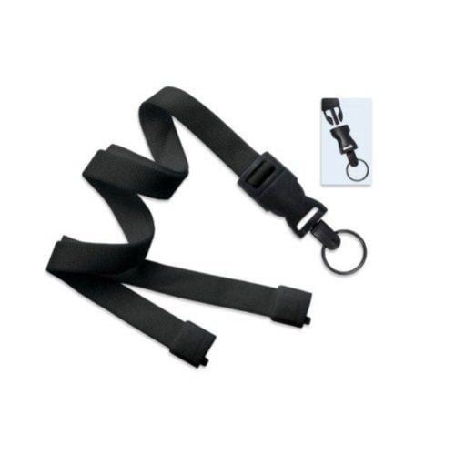 Black Optiweave Break-Away Lanyard with DTACH Split Ring - 100pk