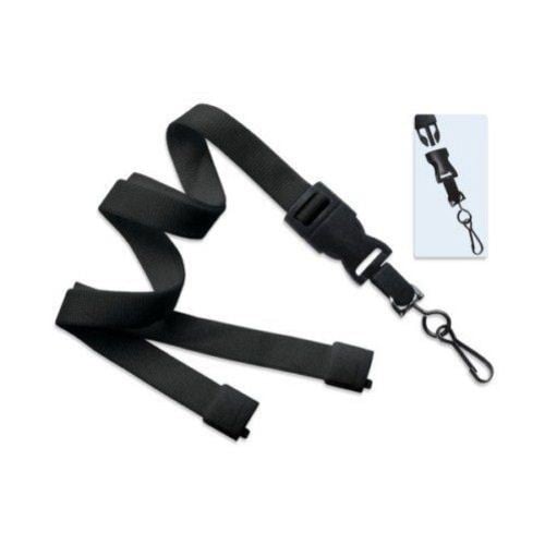 Black Optiweave Break-Away Lanyard with DTACH Swivel Hook - 100pk