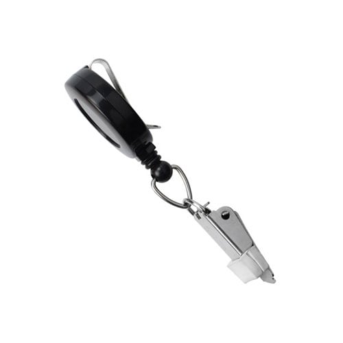 Black Round Badge Reel with Card Clamp and Slide Clip - 25pk