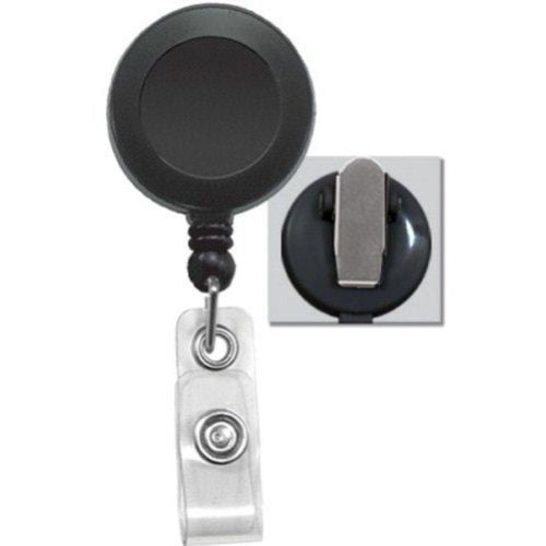 Black Round Badge Reel with Spring Clip - 25pk