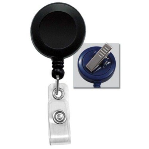 Black Round Badge Reel with Swivel Spring Clip - 25pk