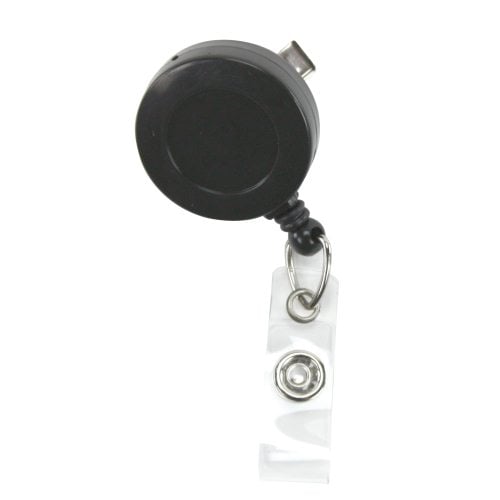 Black Round Badge Reel with Swivel Spring Clip - 25pk