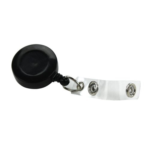 Black Round Badge Reel with Swivel Spring Clip - 25pk