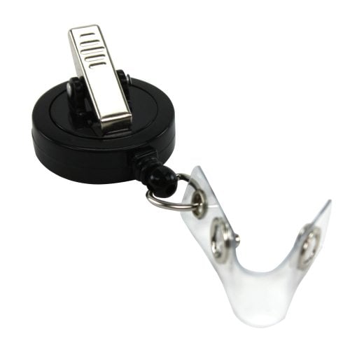 Black Round Badge Reel with Swivel Spring Clip - 25pk