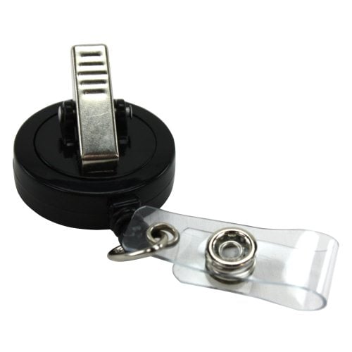 Black Round Badge Reel with Swivel Spring Clip - 25pk