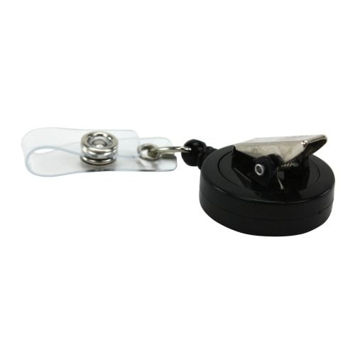 Black Round Badge Reel with Swivel Spring Clip - 25pk