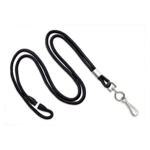 Black Round Braid Break-Away Lanyard with NPS Swivel Hook - 100pk