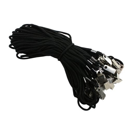 Black Round Braid Lanyard with NPS Bulldog Clip - 100pk