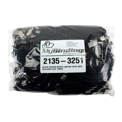 Black Round Braid Lanyard with NPS Bulldog Clip - 100pk