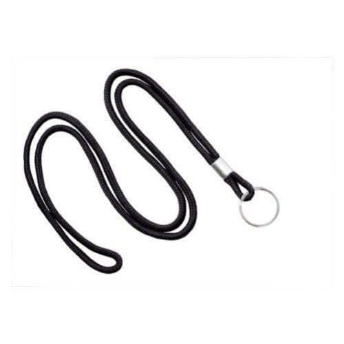 Black Round Braid Lanyard with NPS Split Ring - 100pk