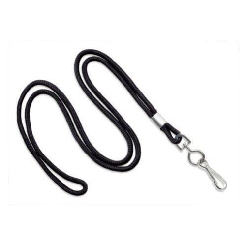 Black Round Braid Lanyard with NPS Swivel Hook - 100pk