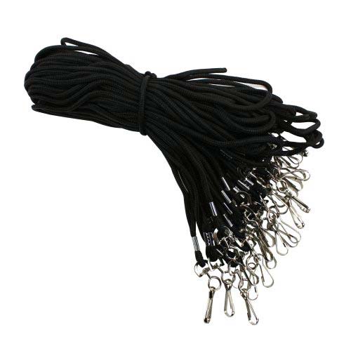 Black Round Braid Lanyard with NPS Swivel Hook - 100pk