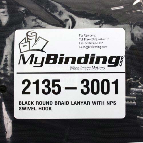 Black Round Braid Lanyard with NPS Swivel Hook - 100pk