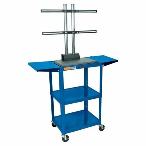 Luxor Blue Adjustable Height Audio/Visual Metal Cart with LCD Mount and Shelves