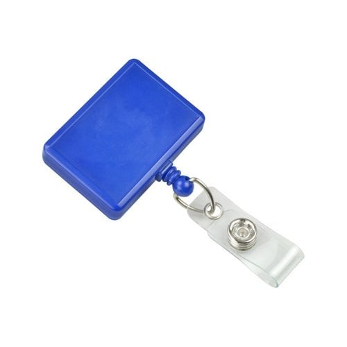 Royal Blue Rectangle Badge Reel With Swivel Clip and Clear Vinyl Strap - 25pk