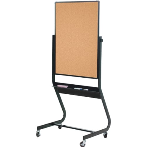 Best-Rite Euro Mobile Reversible Porcelain Whiteboard / Cork Board with Black Frame