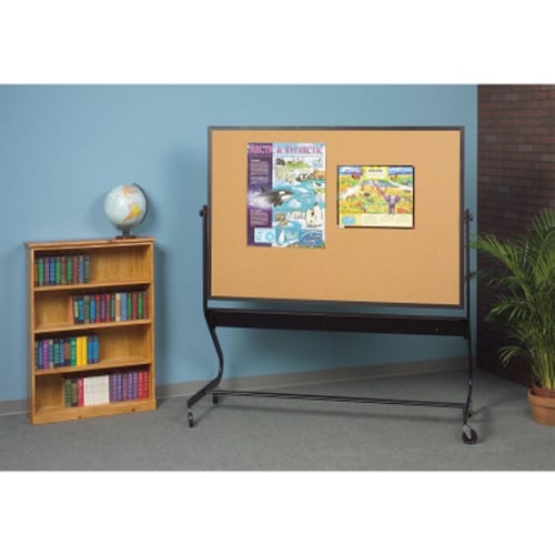 Best-Rite Euro Mobile Reversible Porcelain Whiteboard / Cork Board with Black Frame