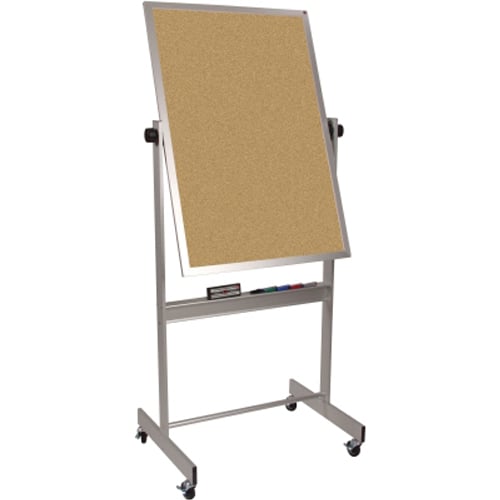 Best-Rite Deluxe Reversible Porcelain Whiteboard / Cork Board with Aluminum Frame
