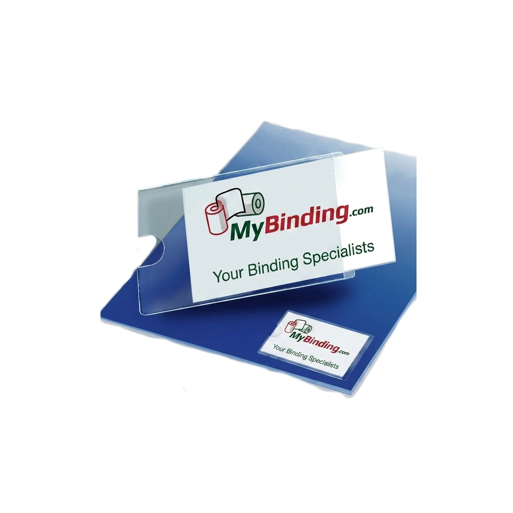 3-3/4" x 2-3/8" Business Card Crystal Clear Self-Adhesive Pockets (Side Load) - 100pk