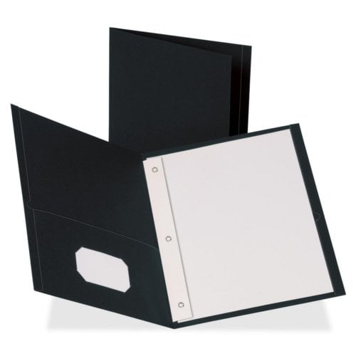 Business Source Letter Size Leatherette Two-Pocket Folders with Prong Fasteners - 25pk