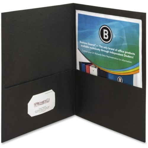 Business Source Black Letter Size Two-Pocket Portfolios - 25pk