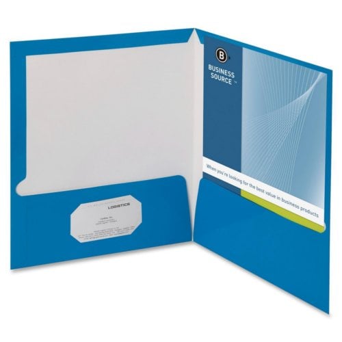 Business Source Letter Size Laminated Two-Pocket Folders - 25pk