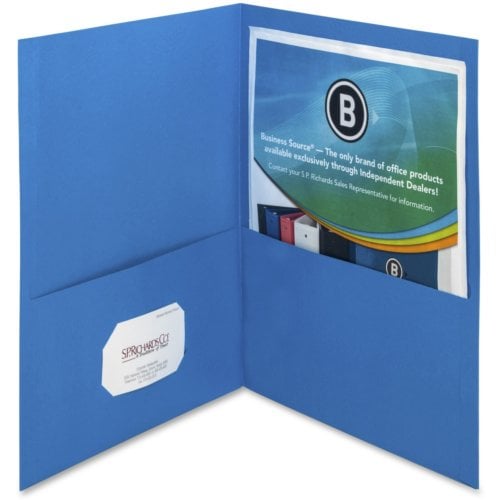 Business Source Blue Letter Size Two-Pocket Portfolios - 25pk
